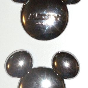 Mickey Ears Disney Solid Metal Chrome Plated Emblems PAIR