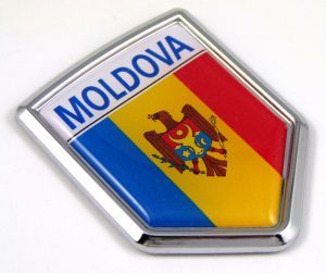 Moldova 3D Adhesive Flag Crest Chrome Car Emblem