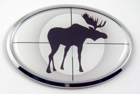 Moose Hunting 3D Oval Emblem Domed Sticker