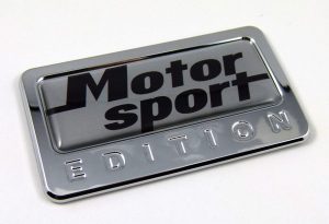 Motorsport special edition adhesive chrome emblem