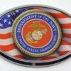Marine Logo with USA Flag Oval Chrome Oval 3D Domed Emblem