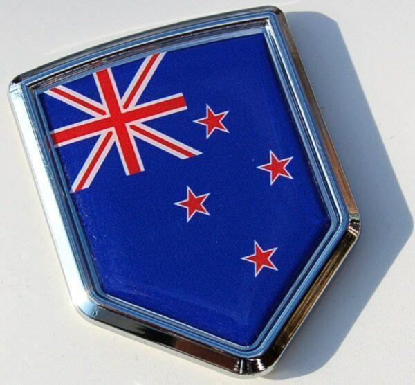 New Zealand Decal Flag Crest Chrome Emblem Sticker