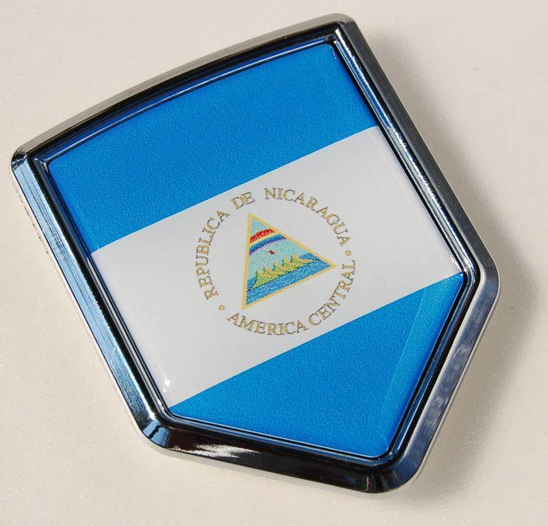 Nicaragua Flag Crest Chrome Emblem Decal Quality Sticker