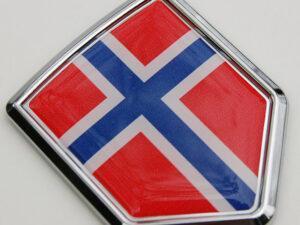 Norway Chrome Domed Flag Crest Emblem Decal Sticker