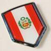 Peru Peruvian Flag Crest Chrome Emblem 3D Decal Sticker