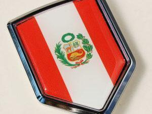 Peru Peruvian Flag Crest Chrome Emblem 3D Decal Sticker