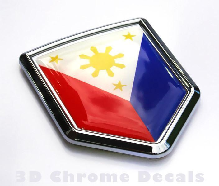 Philippine Flag Crest Chrome Emblem 3D Decal Sticker