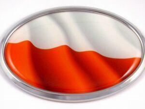 Poland Wave Flag Oval 3D Chrome Emblem