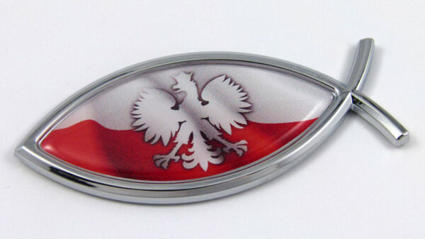 Poland Jesus Fish 3D Auto Emblem