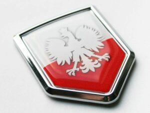 Poland White Eagle Flag Decal Crest Chrome Emblem Sticker
