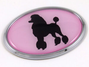 Poodle Pink Oval 3D Adhesive Chrome Emblem