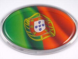 Portugal Wave Flag Oval 3D Chrome Emblem