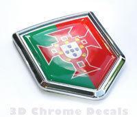 Portugal Portuguese Flag Crest Chrome Emblem 3D Decal