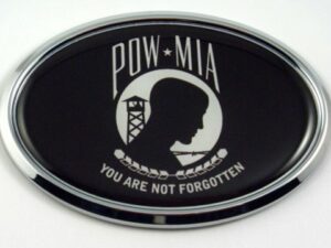 Pow Mia Logo Oval Chrome Oval 3D Domed Emblem