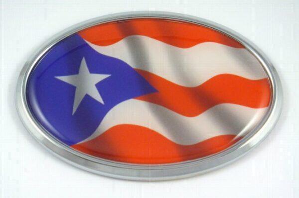 Puerto Rico OVAL Flag 3D Chrome Emblem