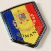 Romania Flag Emblem Chrome Crest Decal Bumper Sticker 3D