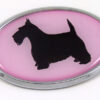 Scottish Terrier Pink Oval 3D Adhesive Chrome Emblem