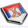 Serbia Flag Serbian Emblem Chrome Crest Decal Sticker