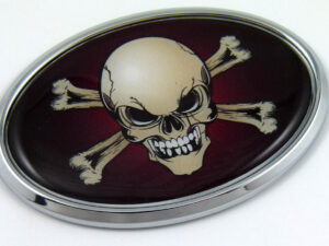 Skull Oval 3D Adhesice Chrome Auto Emblem