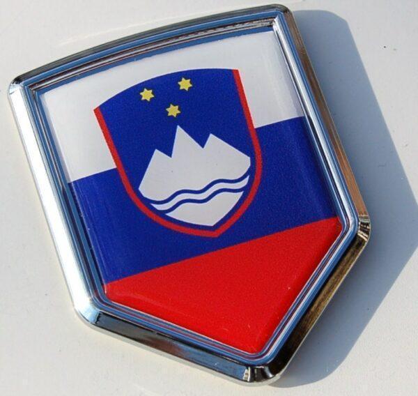 Slovenia Decal Slovenian Flag Crest Chrome Emblem Sticker Decal