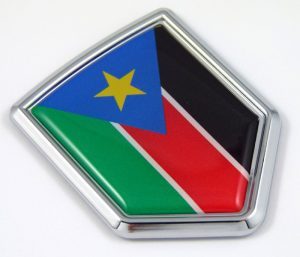 South Sudan 3D Chrome Flag Crest Emblem Car Decal