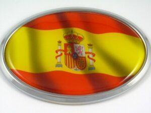 Spain Wave Flag Oval 3D Chrome Emblem