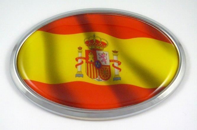 Spain Wave Flag Oval 3D Chrome Emblem