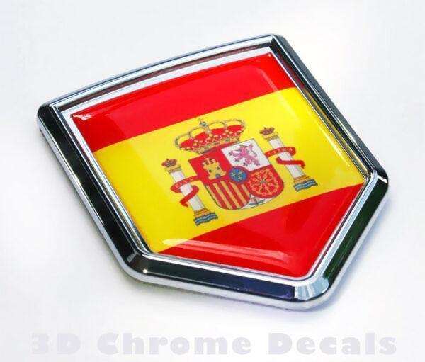 Spain Flag Spanish Emblem Chrome Crest Decal Sticker