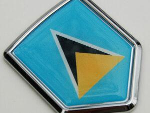 St. Lucia Chrome Domed Flag Crest Emblem Decal Sticker