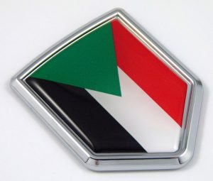 Sudan 3D Chrome Flag Crest Emblem Car Decal