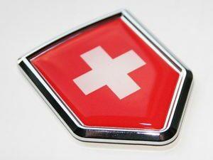 Switzerland Swiss Decal Flag Crest Chrome Emblem Sticker