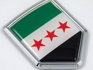 Syria 3 STARS 3D Chrome Flag Crest Emblem Car Decal