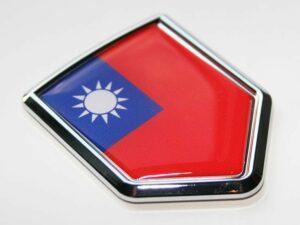 Taiwan Taiwanese Flag Decal Crest Chrome Emblem Sticker
