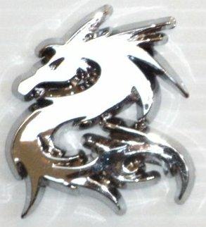Tribal Dragon Small Chrome Emblems - PAIR