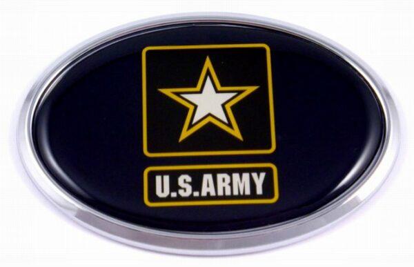 Army 3D Oval Triple Chrome Plated Adhesive ABS Domed Emblem