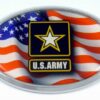 Army and Flag Oval 3D Triple Chrome Plated Adhesive ABS Emblem
