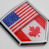 USA Canada Flag 3D Decal Crest Chrome Emblem Sticker