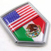 USA Mexico Flag Crest Shield 3D Adhesive Chrome Emblem