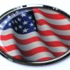 USA Oval Flag Wave Triple Chrome Plated Adhesive Emblem