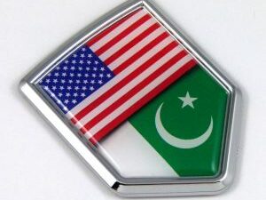 USA Pakistan 3D Adhesive Flag Crest Chrome Car Emblem
