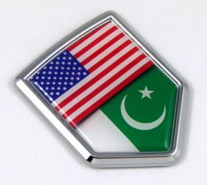 USA Pakistan 3D Adhesive Flag Crest Chrome Car Emblem