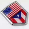 USA Puerto Rico 3D Adhesive Flag Crest Chrome Car Emblem