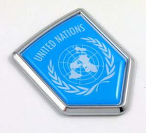 United Nations flag shield 3D adhesive chrome car emblem