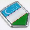 Uzbekistan 3D Adhesive Flag Crest Chrome Car Emblem