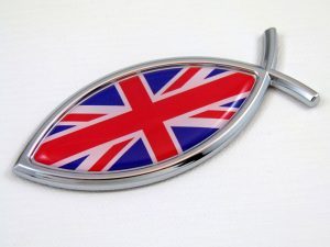 great britain fish chrome auto car badge