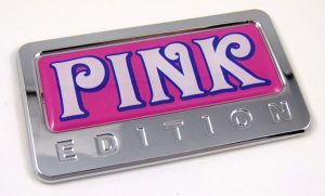 pink special edition adhesive chrome emblem