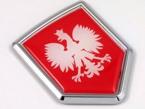 poland flag RED shield 3D adhesive chrome car emblem