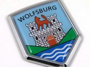 Wolfsburg 3D Shield Flag Adhesive Chrome Emblem